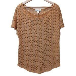 STARING AT STARS UO Mustard Yellow Open Crochet Swing Top Sz S